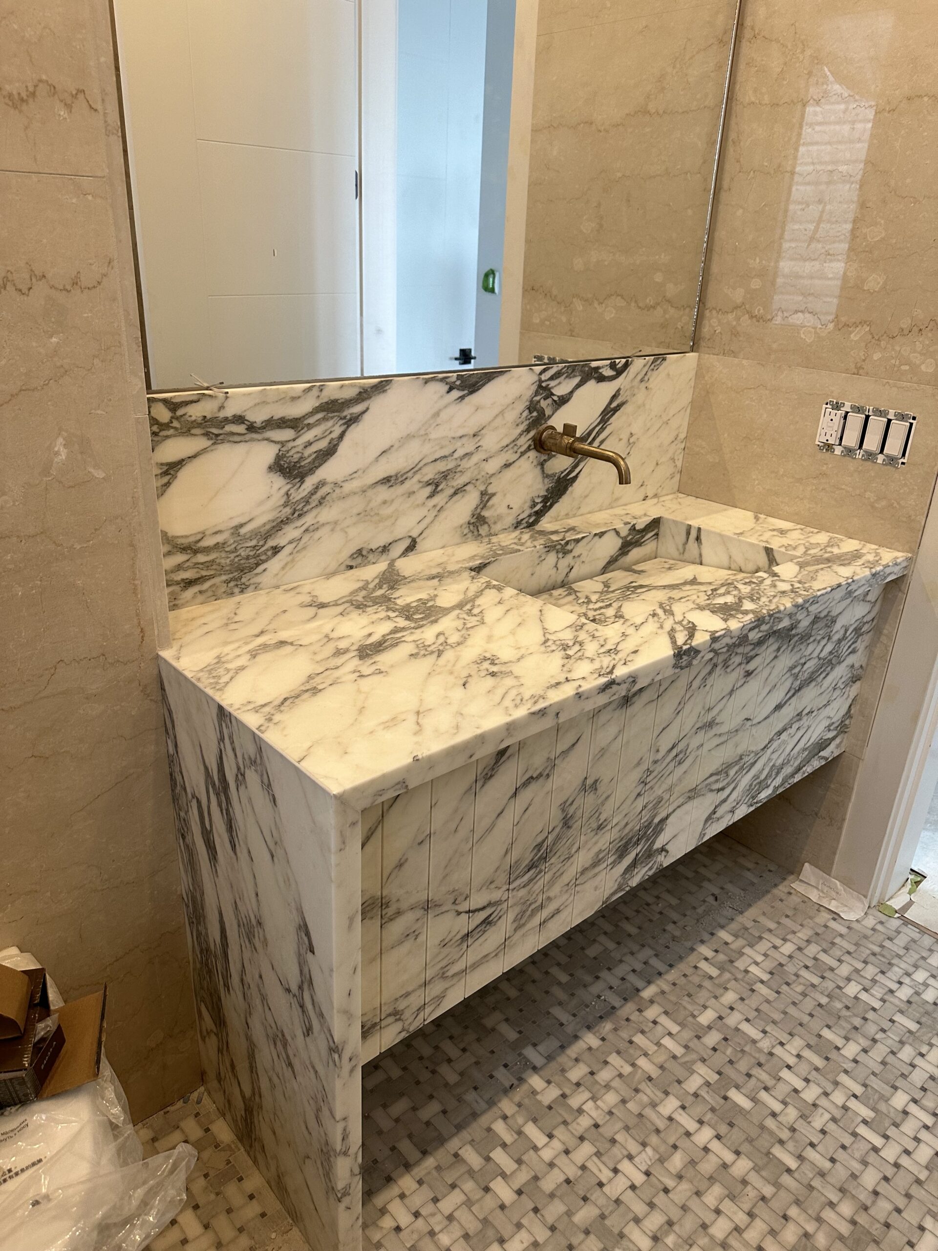 Italian Arabescato Marble Vanity Design