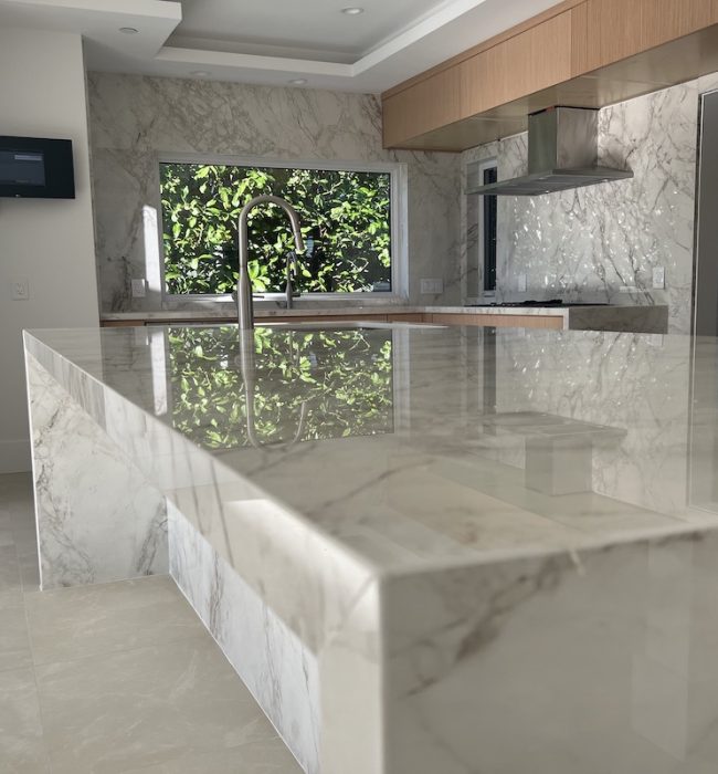 Dekton countertop and backsplash pairing for sleek, minimalist design