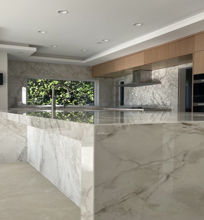 Dekton countertop and backsplash pairing for sleek, minimalist design