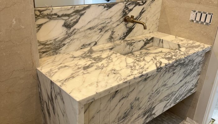 Italian Arabescato Marble Vanity Design